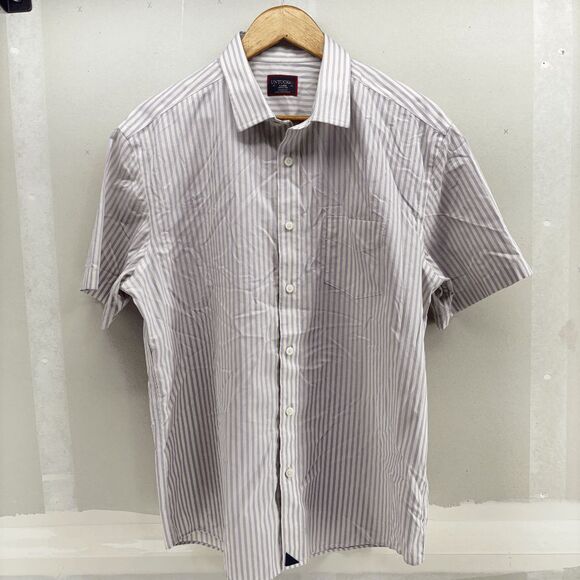 Untuckit Shirt Men's L White Purple Stripe Style Franz Cotton Button Up EUC - Picture 1 of 6